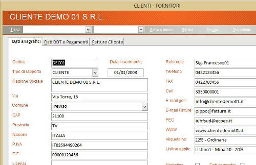 Scheda Cliente/Fornitore