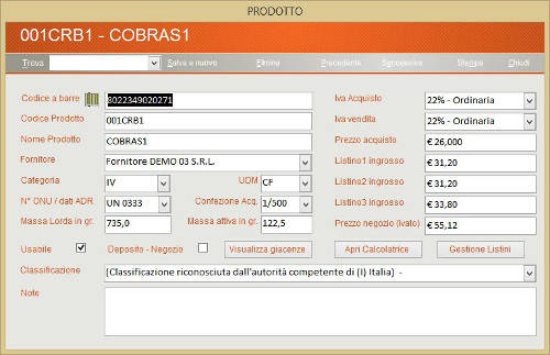 Scheda prodotto